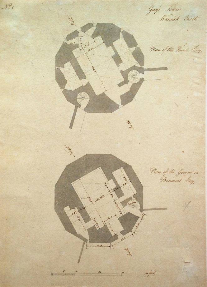 Guy's Tower, Warwick Castle - Plan of the Third Story, Plan of the Ground or Basement Story, No. 1