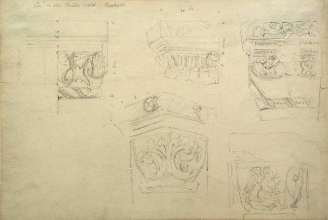 Capitals in old Cloister walls, Rochester