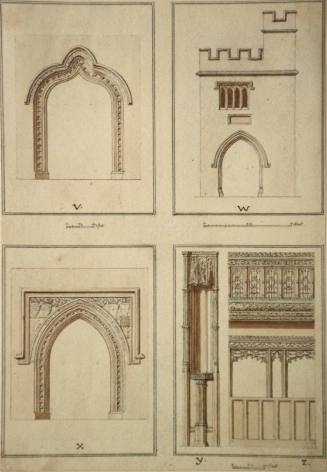 Five architectural studies (v, w, x, y, z)