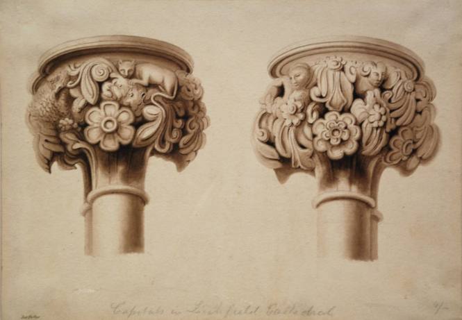Two Capitals in the Chapter House of Lichfield Cathedral