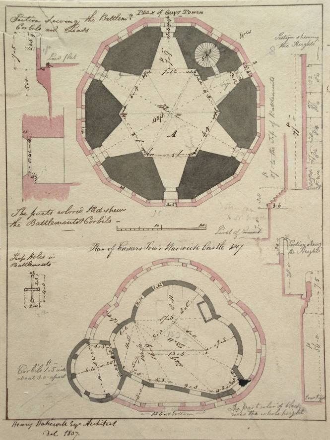 Plan of Guy's Tower and Plan of Caesar's Tower, Warwick Castle
