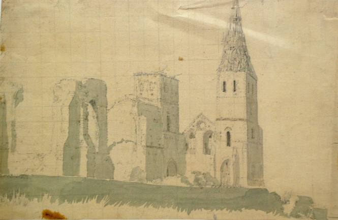 Reculver Church from the N. E. of Kent