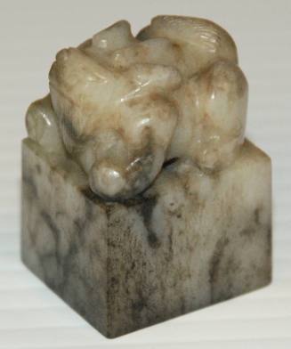 Jade square block seal, with chimera's finial