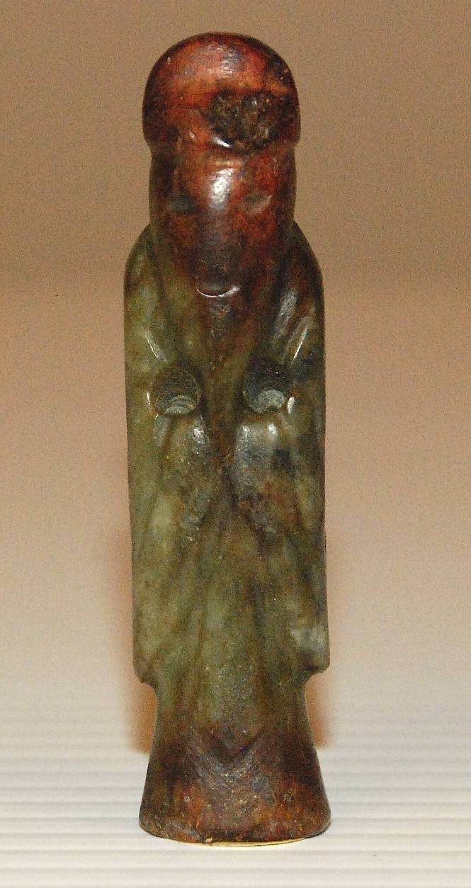 Russet and Celadon Jade statuette of bearded man