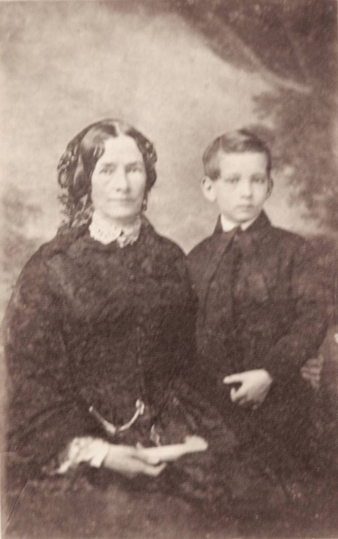 Unknown woman and young boy