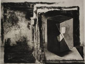 Untitled (Wooden block with wire and map)