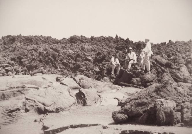 Four Men Exploring the Lava of 1895 - Mount Vesuvius