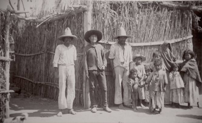 Mexican Peasants: 3 Men, a Woman, and 7 Children