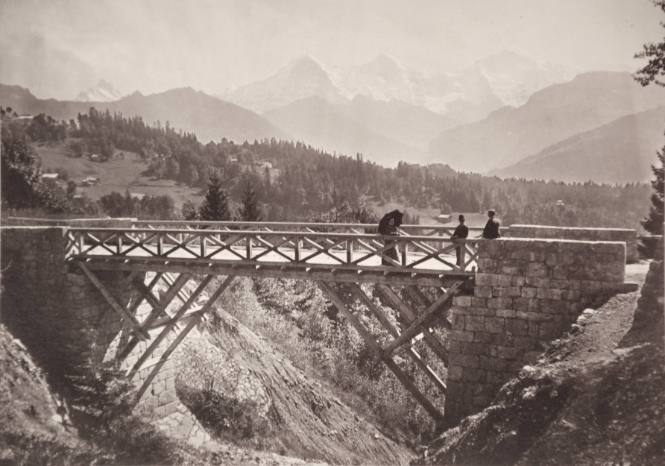 "The Jung frau," "Moüch," and "Eiger" from St. Beatenberg: a mountain near Interlaken