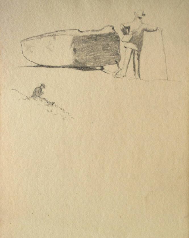 Untitled (Man and rock/man sitting on grass)