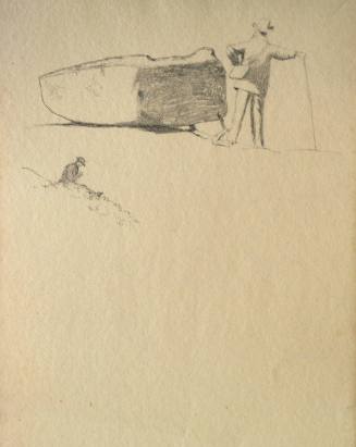 Untitled (Man and rock/man sitting on grass)