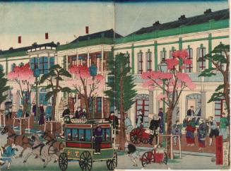 View of Ginza Kyobashi Stone Gas Lamps 
