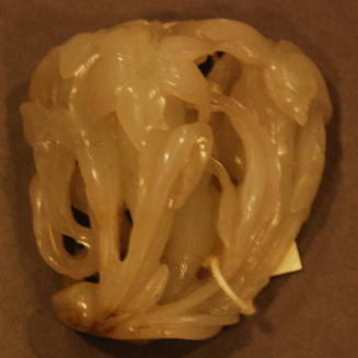 Pendant, carved jade, flower group