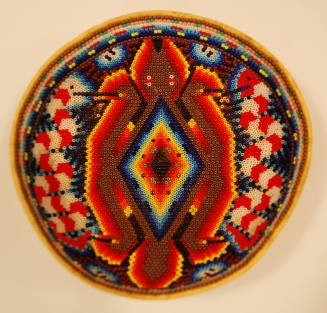 Beaded gourd with lizard and serpent design