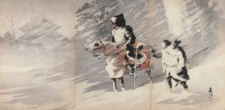 Braving Heavy Snow, a Japanese Officer Scouts Enemy Territory