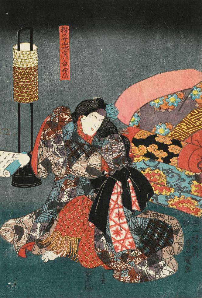 Actors as Koyamada Taro Takaie (left) and Princess Shiranui (right)