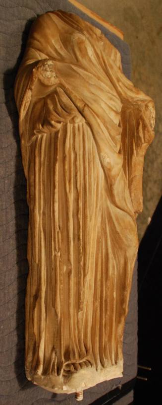 Standing Woman (Goddess) in three parts: head, torso, and upturned capital for pedestal