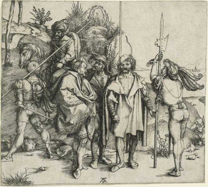 Five Soldiers and a Mounted Turk
