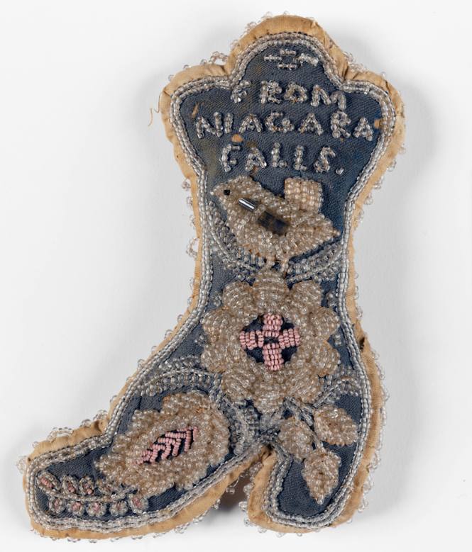 Boot whimsy, “From Niagara Falls” with bird and flower design
