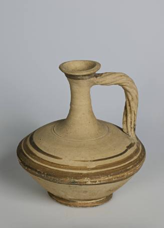 Twisted Handled Vase with Painted Stripes