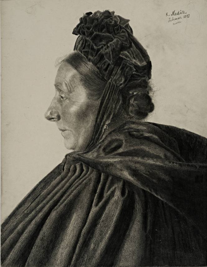 Profile Portrait of an Old Fisherwoman