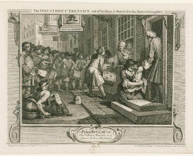 The Industrious Prentice out of his time, + married to his Master's Daughter (from Industry and Idleness)