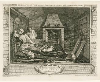 The Idle Prentice return'd from Sea, + in a Garret with a common Prostitute (from Industry and Idleness)