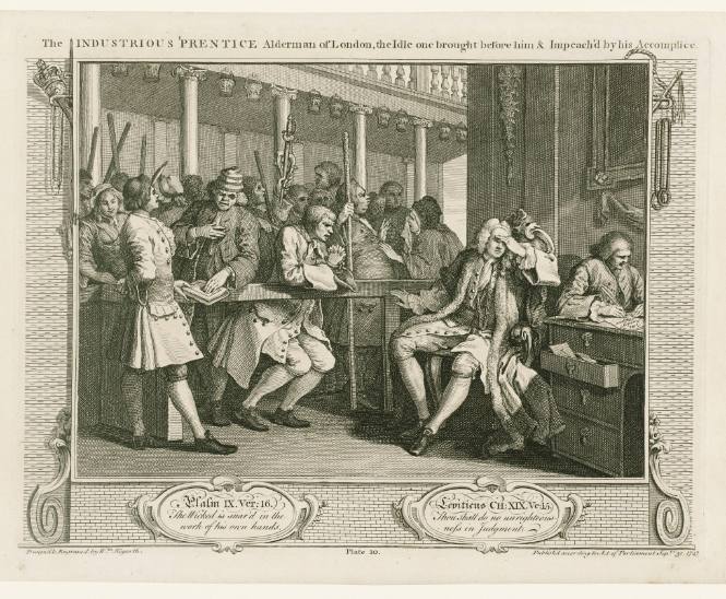 The Industrious Prentice Alderman of London, the Idle one brought before him and Impeached by his Accomplice (from Industry and Idleness)