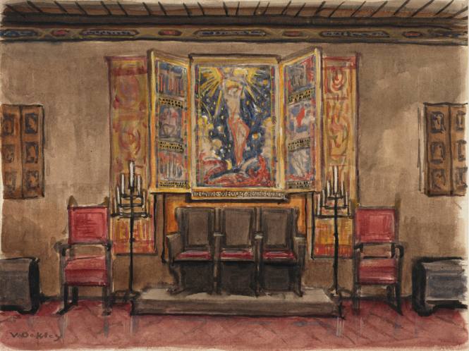 Study for End of Room - Vassar College Alumnae House with Triptych