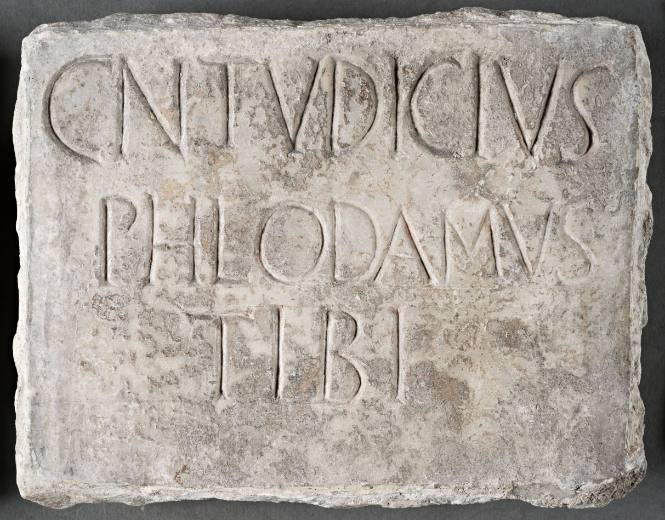 Columbarium plaque for Gnaeus Tudicius Philodamus