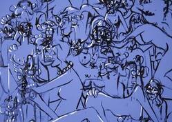 Blue Expanding Figures, from Exit Art portfolio, 2006: TRANCE/BORDERS