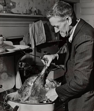 Mr. Crouch Cuts the Turkey, Thanksgiving Day Dinner, Ledyard, Conneticut