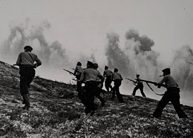 Troops Charging a Hill