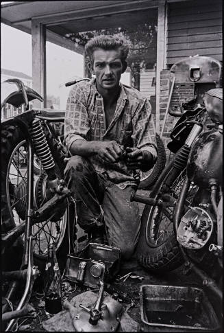 My Triumph, broken gearbox spring, New Orleans, from "The Bikeriders" series