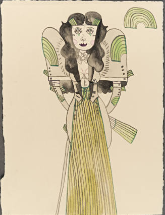 Untitled (green woman with rainbow)