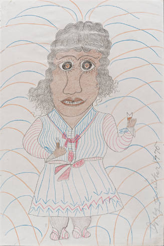 Standing Woman Holding a Bottle and Glass