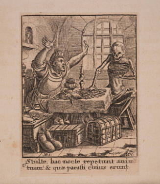 L'avare, from Le triomphe de la mort/grave d'apres les desseins de Holbein