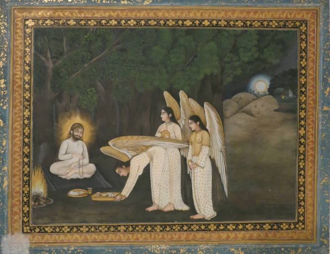 Ibrahim ibn Adham with Angels and Yogi on Blackbuck Skin