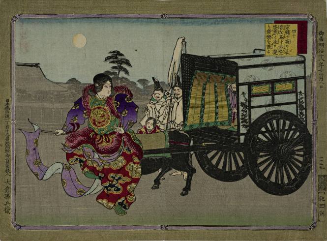 Number 40: Munesuke’s Flute Captivates a Divine Boy Who Suddenly Appears to Perform a Bugaku Dance