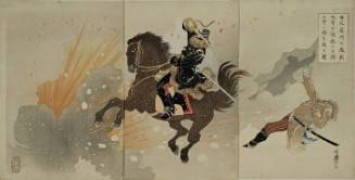 In the Violent Battle of the “Hundred Foot Cliff” near Weihaiwei. General Odera is wounded by Enemy Shell