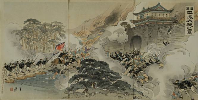 Illustration of the Great Battle of the Japanese Army at Pyongyang