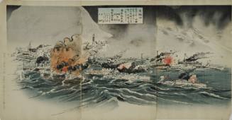 Illustration of the Furious Battle of Japanese and Russian Torpedo Destroyers outside the Harbor of Port Arthur