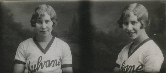 Untitled [Woman appears twice on portrait, shifted slightly 3/4 on second one]