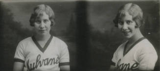 Untitled [Woman appears twice on portrait, shifted slightly 3/4 on second one]