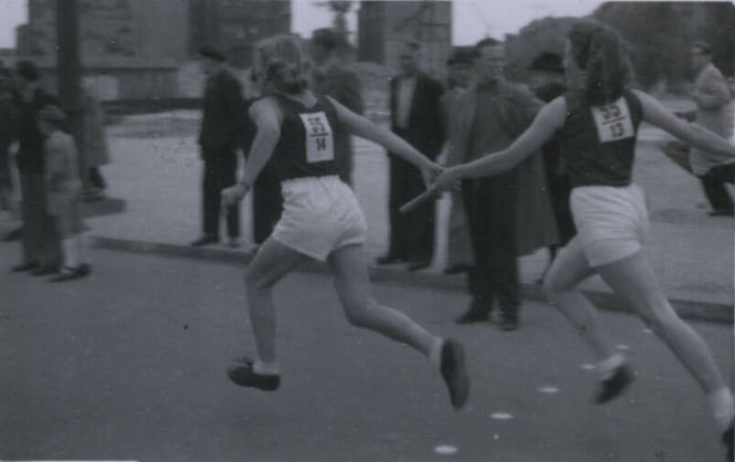 Untitled [Two women in a relay race]