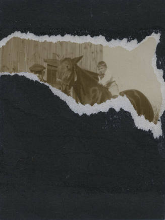 Untitled [Man stands by horse, child rides horse]