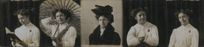 Untitled [Woman (?) poses in several attires]