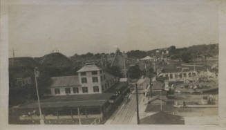 Untitled [Rollercoaster and streets from above]