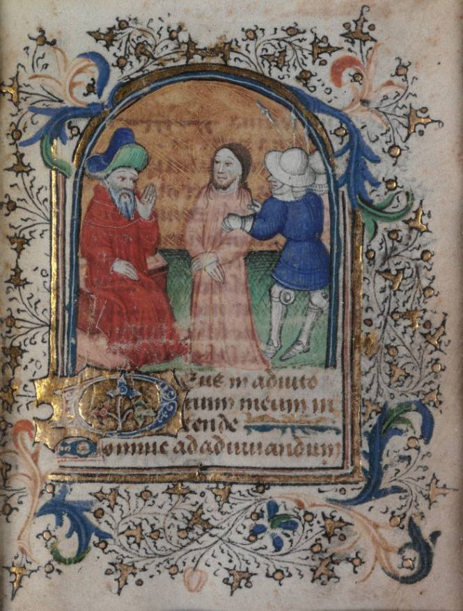 Leaf from a Book of Hours depicting Christ Before Pilate