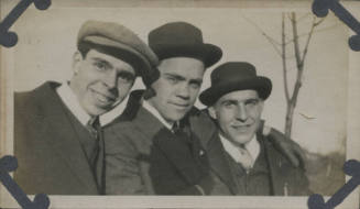Untitled [Three men wear hats. tree in the background (#33 duplicate)]